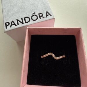 Pandora Rose Gold Sparkling Wave Ring